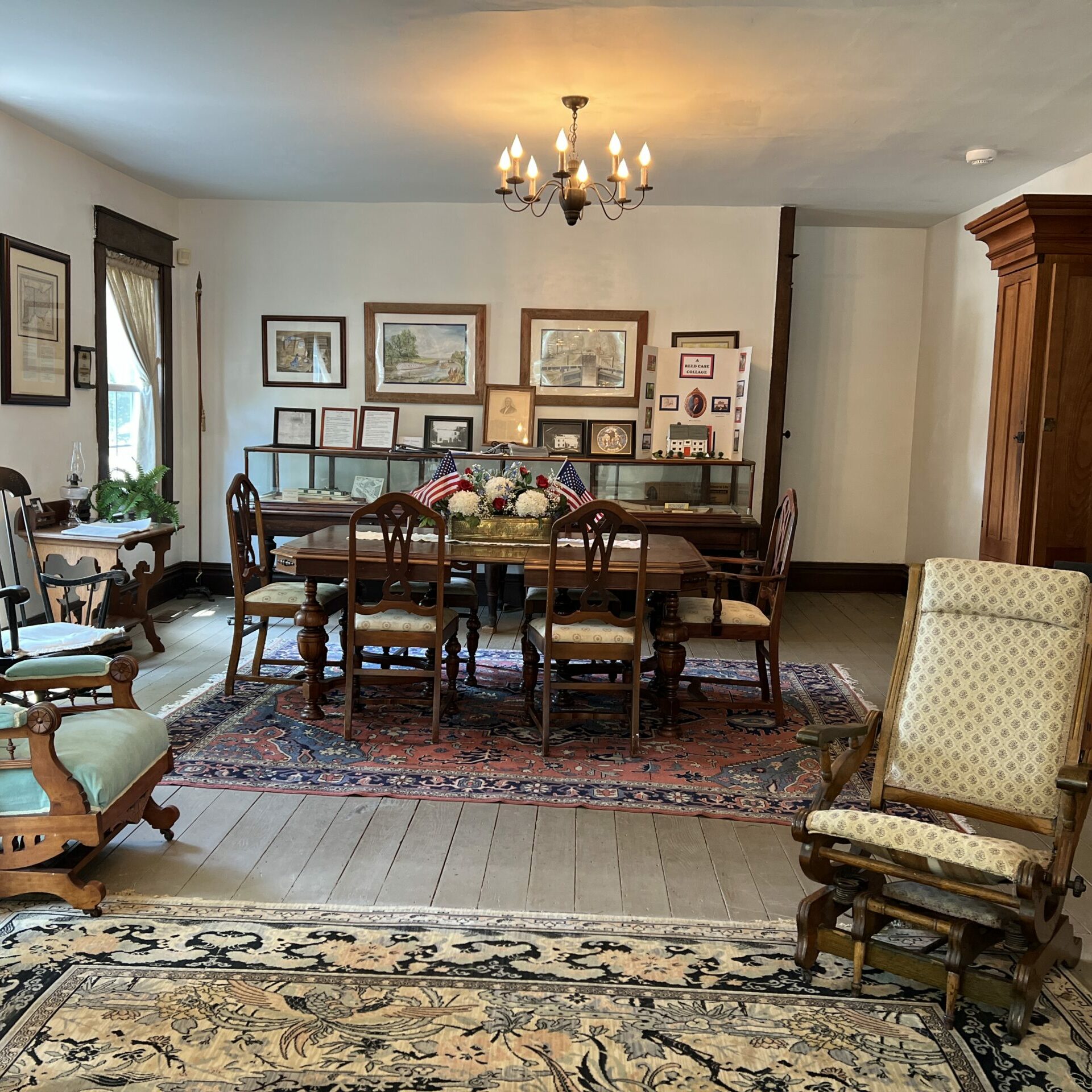 The elegant double parlor in the Reed Case House